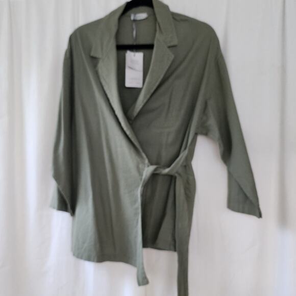 Lara G. Linen Blazer S olive green lagenlook NWTWorkwear Office Summer cotton - Picture 3 of 11